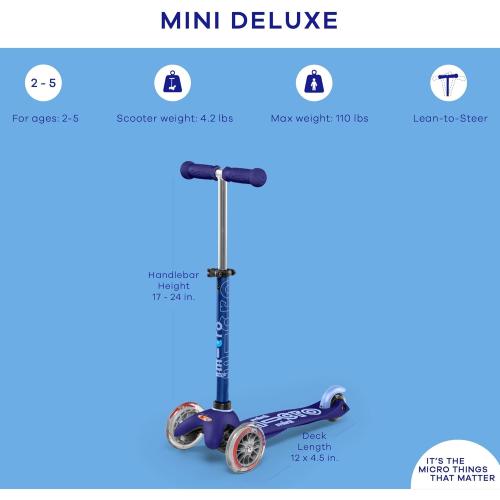 Micro Kickboard - Mini Deluxe - Three Wheeled, Lean-to-Steer Swiss-Designed Micro Scooter