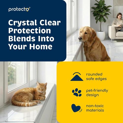 PROTECTO 2-Pack Window Sill Protector from Dogs 35.5 x 5.1 Clear Window Guards from Cats Scratching, Chewing & Clawing | Keep Your Sills Smooth & Paws Safe | Ultra Strong Window Sill Cover Protection