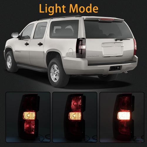 Tail Light Assembly Compatible With 2007-2014 Chevy Tahoe/Suburban Driver and Passenger Side Smoke Red Rear Brake Lamps With Bulb Inside And Wiring Harness Replaces# GM2800196 25862701 22837923