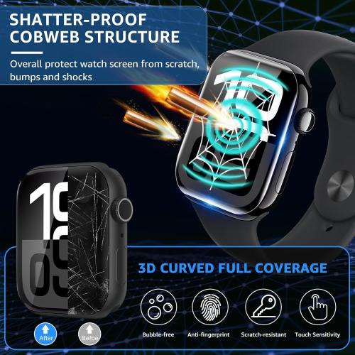 Compatible for Apple Watch Series11/Series 10 Screen Protector 42mm, Tempered Glass Full Coverage Bubble Free HD Film for iWatch Seires 10 42mm - 2 Pack
