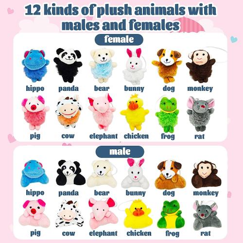 VEALIZUU 24 Packs Valentines Day Cards with Mini Plush Animals Toys, Animals Keychain Charms, Small Stuffed Animal Bulk, Valentines Days Exchange Gifts, School Classroom Exchange Prizes for Kids