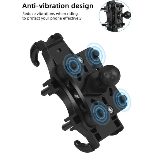 Motorcycle Phone Mount with Vibration Dampener, One-Hand Operation Bike Phone Holder Holds 4.7-7.1 Cell Phones on Handlebar, ATV Cell Phone Holder for Bike Motorcycle Scooter ATV