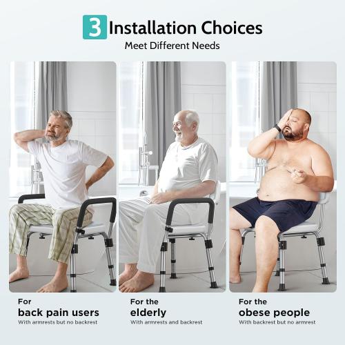 Kicimpro HSA/FSA Shower Chair for Elderly & Disabled, 10 Min Installation, Heavy Duty Bath Chair with Pad, 6 Adjustable Height Shower Seat for 5'1-6'4 Users