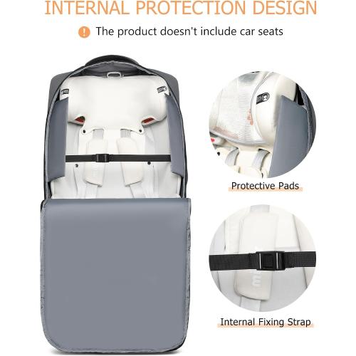 MCBD Car Seat Travel Bag for Airplane, Foldable Baby Carseat Backpack for Travel Padded Carseat Carrier for Airport Gate Check, Infant Stroller Cover with Reflective Strips
