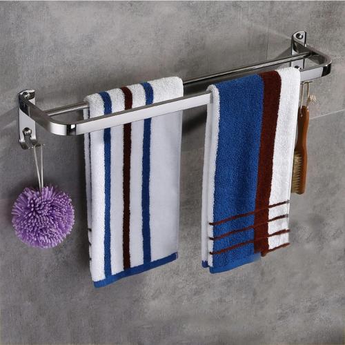 Towel Rail Double Bath Towel Rack Stainless Steel Towel Shelves with Hooks Wall Mounted Towel Holder Towel Bar for Kitchen Bathroom 30cm-70cm (Size : 70cm)
