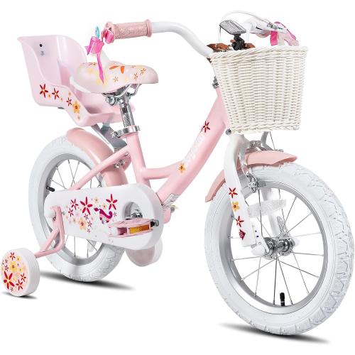 JOYSTAR Unicorn Kids Bike for Girls Ages 2-9 Years Old, 12 14 16 18 Inch Kids Bike with Training Wheels, Doll Seat, Streamers and Basket, Toddler Girls Bike, Multiple Colors
