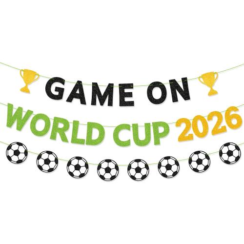 World Cup 2026 Banner, Game On Soccer Party Decorations, Soccer World Cup Banner 2026 for Watch Party, Sports Birthday Celebration Supplies