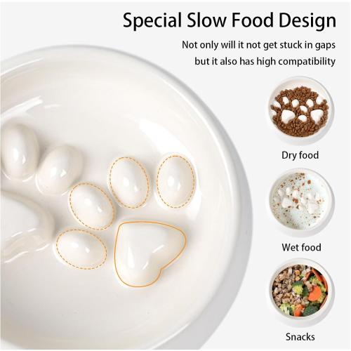 Slow Feeder Dog Bowls Ceramic, Non-Slip Slow Feeder Bowl for Small Medium Dogs & Cats, Puzzle Puppy Food Dish for Fast Eater