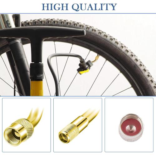 5 Pcs Tire Valve Extension, 8.25 Inch Flexible Valve Stem Extenders, 90 Degree Brass Tire Valve Extension Adaptors with Tire Inflator Hose Adapter Compatible for RV Bike Motorcycle Car