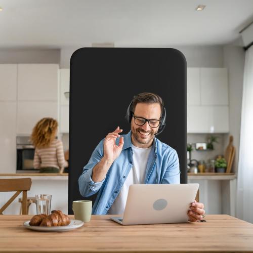 DECOLAB Room Partition Panel, Freestanding Portable Privacy Cubicle Partition for Offices, Classroom, Studio, Healthcare, Workspace, Scratch Resistance, 29x65 Midnight