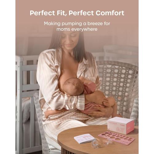 Nuliie 3-in-1 Flange Sizing Kit 13/15/17/19/21mm for 24mm Electric Double Breast Pump Flange/Shield, 10PCS Silicone Flange Inserts to Boost Pumping Efficiency & Comfort, BPA-Free Essential for Moms
