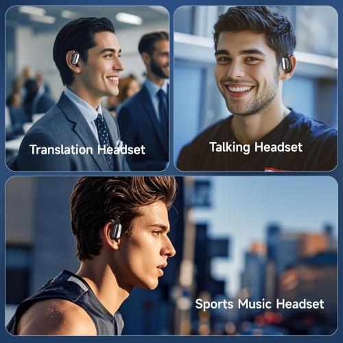 Black Real Time AI Language Translator Earbuds, 3 in 1 Wireless Earbuds with 144 Languages & Accents, 60Hr Battery & Charging Case, APP Enabled Translator Device for Travel, Business, iOS & Android (Black)