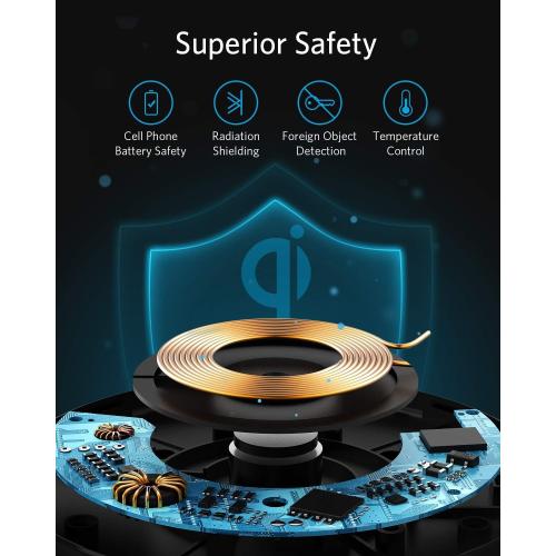 Anker 313 Wireless Charger (Pad), Qi-Certified, 10W Max Fast Charging for Samsung, Compatible with iPhone 16 Plus/15 Plus/14 Plus/12, AirPods (No AC Adapter, Not MagSafe Magnetic Charging Compatible)