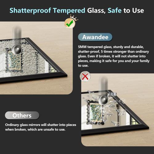 48x36 Inch Black Bathroom Mirror for Wall, Beveled Framed Rectangle Bathroom Vanity Mirrors for Over Sink, Bedroom, Living Room, Entryway, Anti-Rust, HD Tempered Glass, Horizontally/Vertically