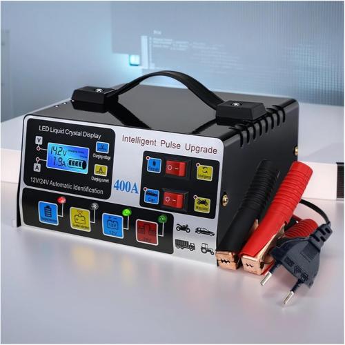 400A Smart Car Battery Charger - 220W Heavy Duty 12V/24V Fast Charging with Self-Stop Function(US Plug)