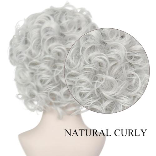 Yan Dream Old Lady Wigs Old Woman Costume Set Silver Grey Grandma Wig Granny Glasses Pearl Necklace for Halloween