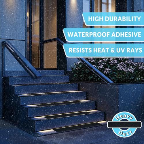 LifeGrip Anti Slip Traction Treads (10-Pack), 6 inch X 30 inch, Best Grip Tape Grit Non Slip, Outdoor Non Skid Tape, High Traction Friction Abrasive Adhesive for Stairs Step, Black (6 X 30 X 10P)