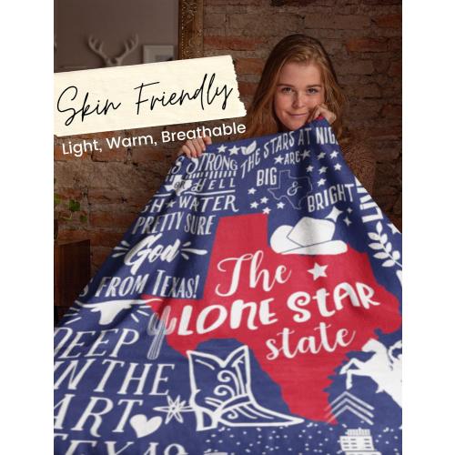 InnoBeta Texas Gifts Blankets Throws Bed Flannel Plush, Texan, Souvenir, Home Decor, US State Gift, Birthday Presents for Women, Men, Friends (50x 65)
