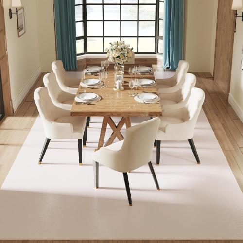 Vinyl Mat, 6' x 4' Hallway Runner Rug, Area Rug for Living Room Bedroom, Slip Resistant Floor Protector Desk Chiar Mat for Hard Floors, White