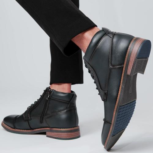 Size 10 Arkbird Mens Dress Boots, Genuine Leather Classic Casual Ankel Boots with Side Zipper