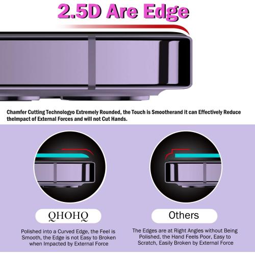 QHOHQ 3 Pack Screen Protector for iPhone 14 Pro Max 6.7 Inch with 3 Pack Tempered Glass Camera Lens Protector, Ultra HD, 9H Hardness, Scratch Resistant, Case Friendly