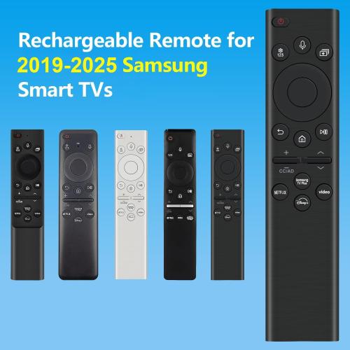 Rechargeable TV Remote for Samsung Smart TVs, Replacement for All 2019-2025 Samsung TV Remote Control with Voice Control. USB-C Fast Charging. Solar Charging. 2-Year Warranty.