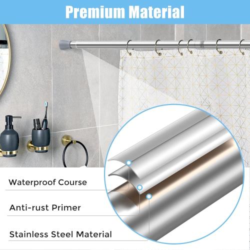 AIZESI Tension Curtain Rod Spring Tension Rods for Windows 28 to 48 Inch, 7/8 Diameter Silver, Adjustable Curtain Rods No Drilling, Shower Curtian Rod for Bathroom, Doorway, Closet