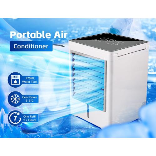 Portable Air Conditioners, Evaporative Air Cooler with 3 Wind Speeds 3 Timers Touch Screen Small Desktop Cooling Fan, Personal Mini Air Cooler for Home Room Camping Car Office