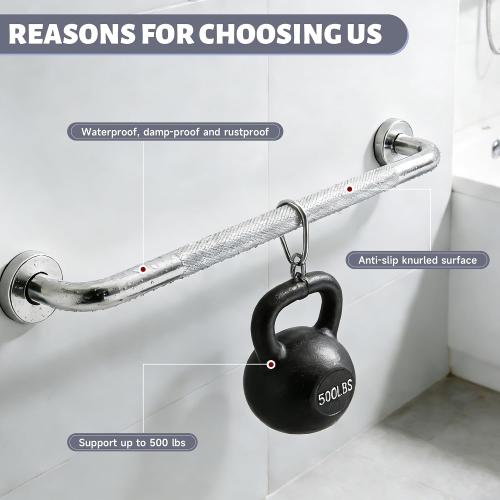 36 Inch Shower Grab Bar 1.25 Dia, Chrome Anti Slip Bathroom Grab Bar, 304 Stainless Steel Knurled Handicap Grab Bars, Safety Support Handrail, Assist Bath Shower Handle for Elderly Injury Senior