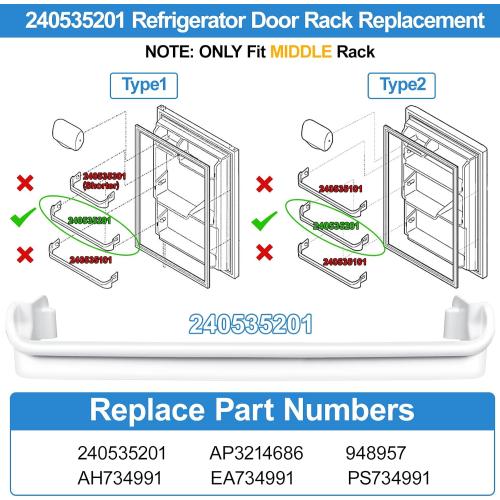 UPGRADED 240535201 Refrigerator Door Rack Bar Replacement Compatible with Frigidaire Kenmore Refrigerator Door Shelf Replacement Parts AP3214686, AH734991,FRT17B3AZB, LFHT1513LW0,FRT15 Door Shelf Rack