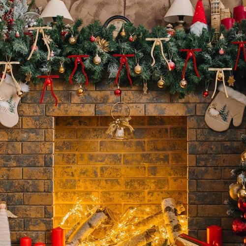 SIMISI RIBBON 24Pcs Khaki Christmas Velvet Ribbon Bows Decorations Xmas Ornaments Vintage Decor for Tree, Wreath, Garland (3/8'' Width, 5 * 7 inch)