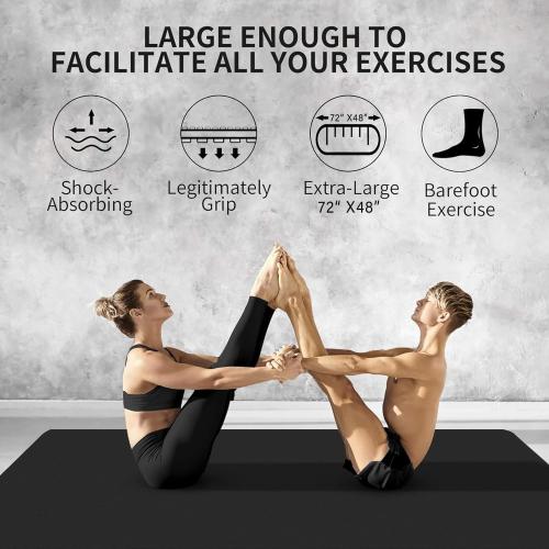 CAMBIVO Yoga Mat for Women and Men, Extra Long and Wide Exercise Mat(72x48/84x30), Large Non Slip Workout Mat for Yoga, Pilates, Fitness, Barefoot Workouts, Home Gym Studio