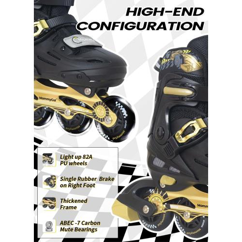 MammyGol Inline Skates for Boys and Girls Youth, 4 Size Adjustable Roller Skates with PU Flashing Wheels, Aggressive Inline Skates High Performance for Kids Age 6-12