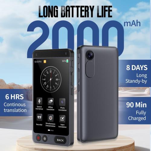 2025 Language Translator Device, Support 142 Languages and Accents, Two Way Real-Time Voice Translation, Online/Offline/AI/Voice/Photo Translation for Travel, Learning and Business, 2000mA