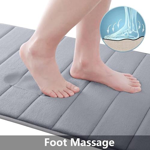 Buganda Memory Foam Bath Mat, 59 x 34, Ultra Soft and Non-Slip Bathroom Rugs, Water Absorbent and Machine Washable Bath Rug Runner for Bathroom, Shower, and Tub, Medium Grey