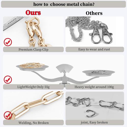 UKON Crossbody Phone Lanyard - Fashion Phone Strap with 2xTPU Tether Tab for Women - Palegold