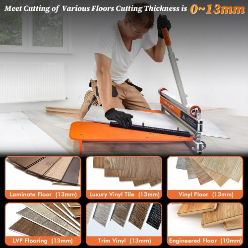 ‼️may be broken or missing pieces‼️also comes with mild stains and scratches ‼️NAACOO Laminate/Vinyl Floor Cutter, 13” Vinyl Plank Cutter with Wheel – Just 1 Step Meet Angle&Length Cutting, Flooring Tools - Cuts Laminate Floor, Engineer Wood, LVP/T, VCT, SPC, WPC