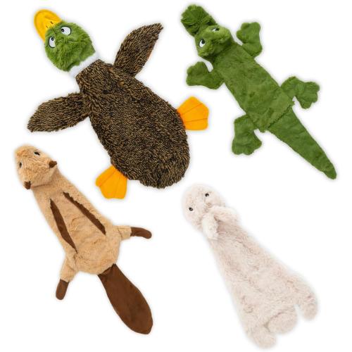 Best Pet Supplies Squeaky Dog Toys with Soft Durable Fabric for Small, Medium and Large Pets Interactive Toy for Indoor Play, Supports Active Biting and Play - 4 Figures, Small