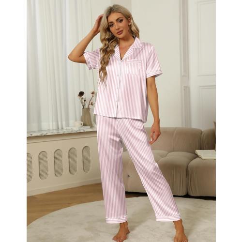 Size S SAPJON Silk Pajamas for Women Set 3Pcs Ruffled Satin Pajamas Set Button Down Short Sleeve Shorts Sleepwear Pj Set