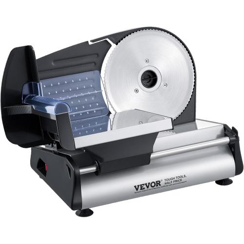 VEVOR Meat Slicer, 7.5 inch Electric Deli Food Slicer, 180W Meat Cutter with two Premium SUS420 Blades, 0-0.6 inch Adjustable Thickness, ETL Certified Food Slicer Machine for Home Use