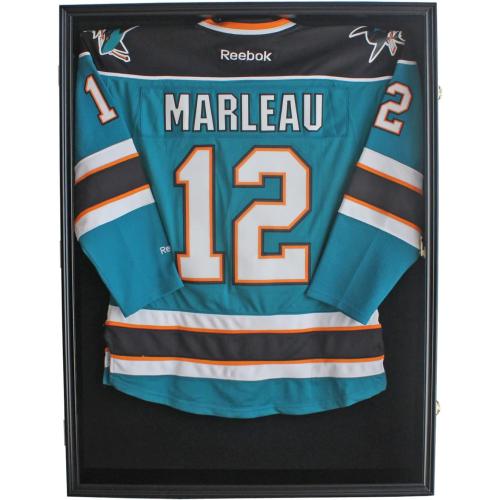 Large Jersey Display Case Frame Deep Shadow Box with Room for XL Baseball Football or Hockey Military Uniform Baseball Bat or Military Saber - Collector's 98% UV Protection Acrylic Door Black Finish
