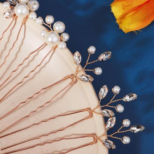 13 Pieces Pearl Crystal Bridal Hair Pins Rhinestone Flower Wedding Gold Hair Pieces Prom Accessory for Women Wedding Hairstyles