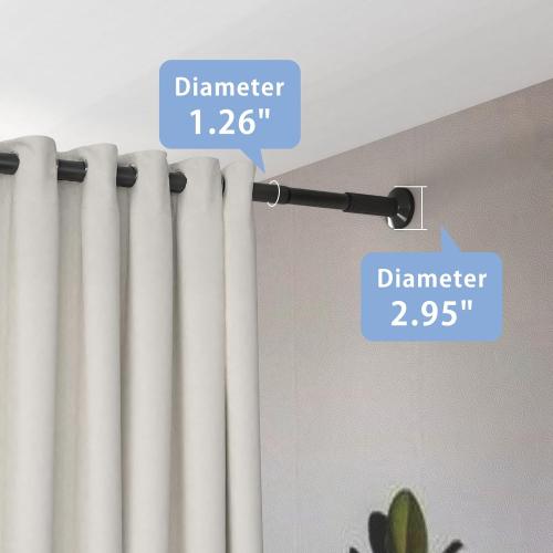 Tension Curtain Rod Spring Closet Rod, for Windows or Shower, Easy to Install, No Drilling, No Rust, for Bathroom, Rod, Black,Umimile