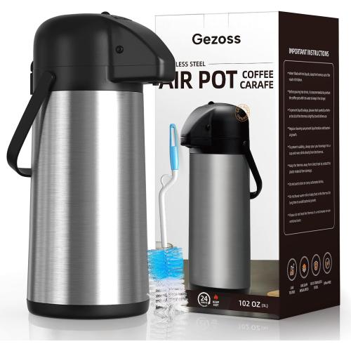 Coffee Carafe for Keeping Hot, 102OZ / 3L Airpot Coffee Dispenser with Pump | Large Thermal Coffee Urn for Hot Drinks Tea Liquid, 304 Insulated Stainless Steel Hot Water Beverage Dispenser for Parties