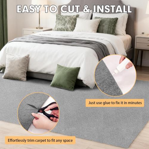 Marine Carpet,5 FT x 15 FT Smoke Gray Indoor Outdoor Carpet 0.2 Thick Boat Carpet with Water-Proof TPE Backing, Non-Slide Outdoor Marine Carpet Roll for Home, Patio, Porch, Deck