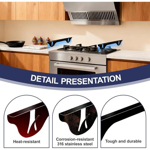 Upgrade 316 Stainless Steel Stove Gap Covers (2 Pack, 23.4”, Black), Heat-Resistant Stove Gap Filler for Kitchen Counter and Stovetop, Range Trim Kit Oven Gap Guard Between Stove and Counter