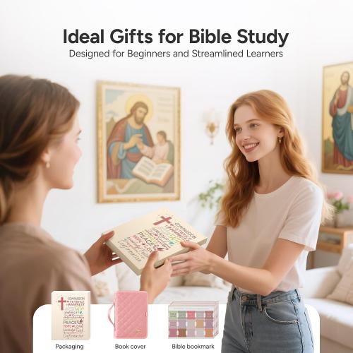 Adjustable Bible Cover with 75 Bible Tabs - Bible Cover Case for Women