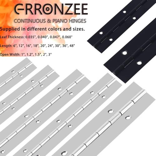 Piano Hinge 48 Inch Heavy Duty Stainless Steel Piano Hinge Continuous Hinge for Cabinet, Door, DIY Wood Boxes, 0.047 Leaf Thickness, 2 Open Width