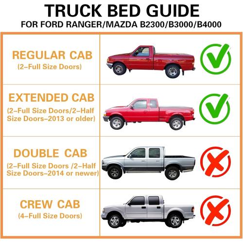 Durable Acrylic Window Visors for Ford Ranger Accessories - Compatible with 1993-2011 Ford Ranger/Mazda B2300/B3000/B4000 Standard Cab - In Channel Window Rain Guards