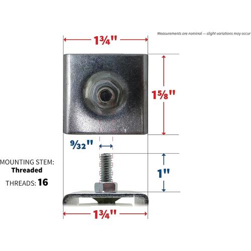 Shepherd Hardware 9441 7/8-Inch Threaded Stem Appliance Caster, Dual Wheels, 4-Pack